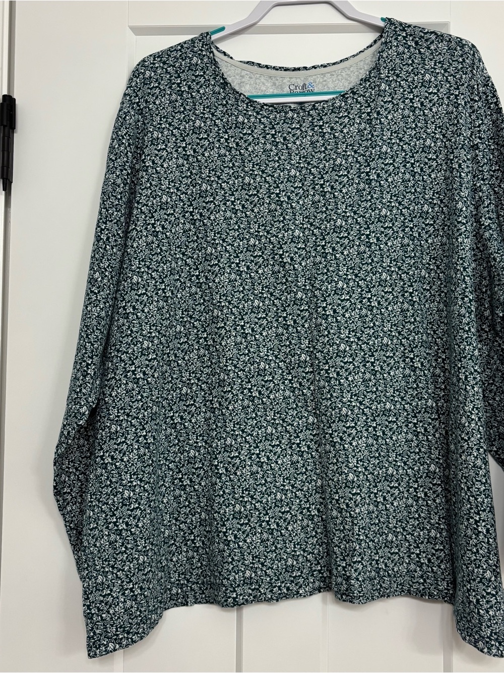 croft & barrow Teal Floral Long-Sleeve Tee